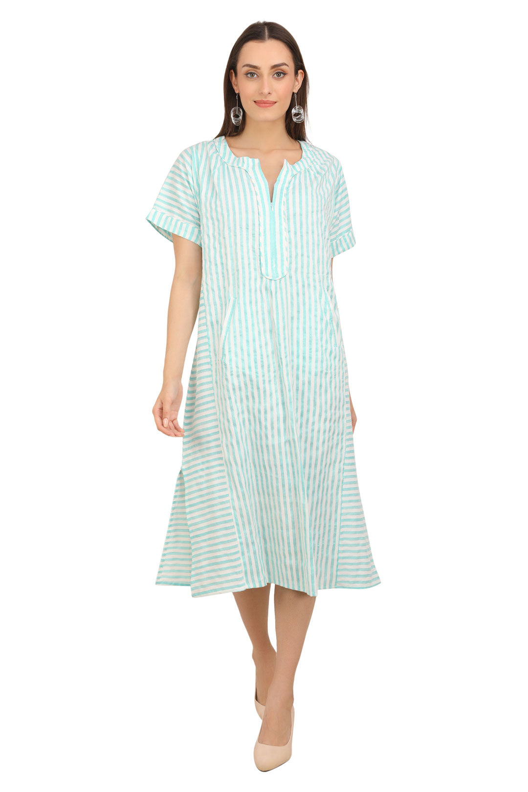 Aqua Align Engineered striped -Mintpastel long tunic *kurta)