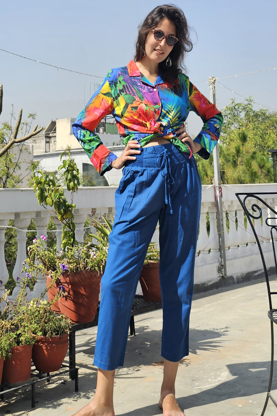 Comfortable smocked waist trousers