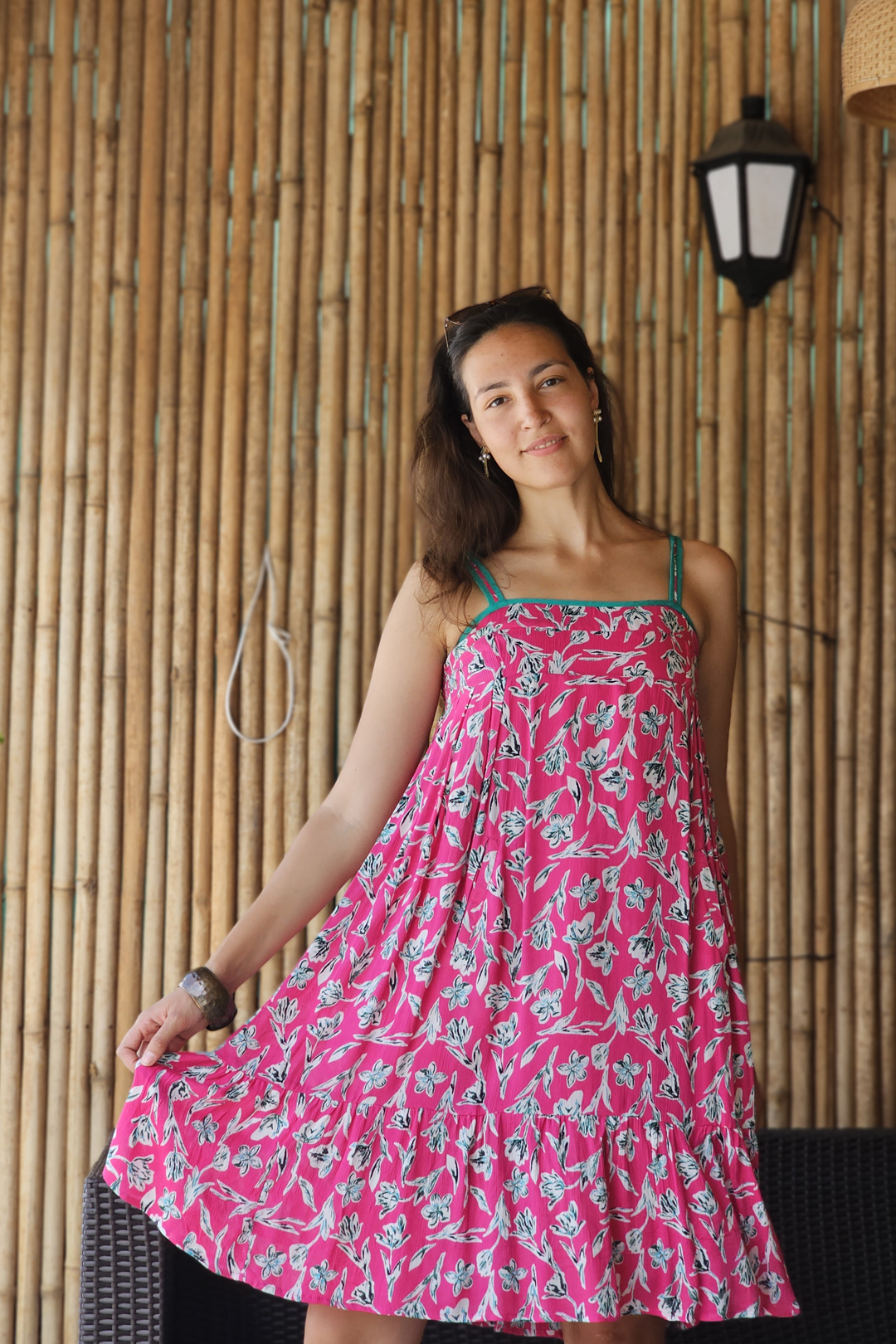 Fuchsia Printed Rayon Strap Dress - Spring 2025 🌸✨