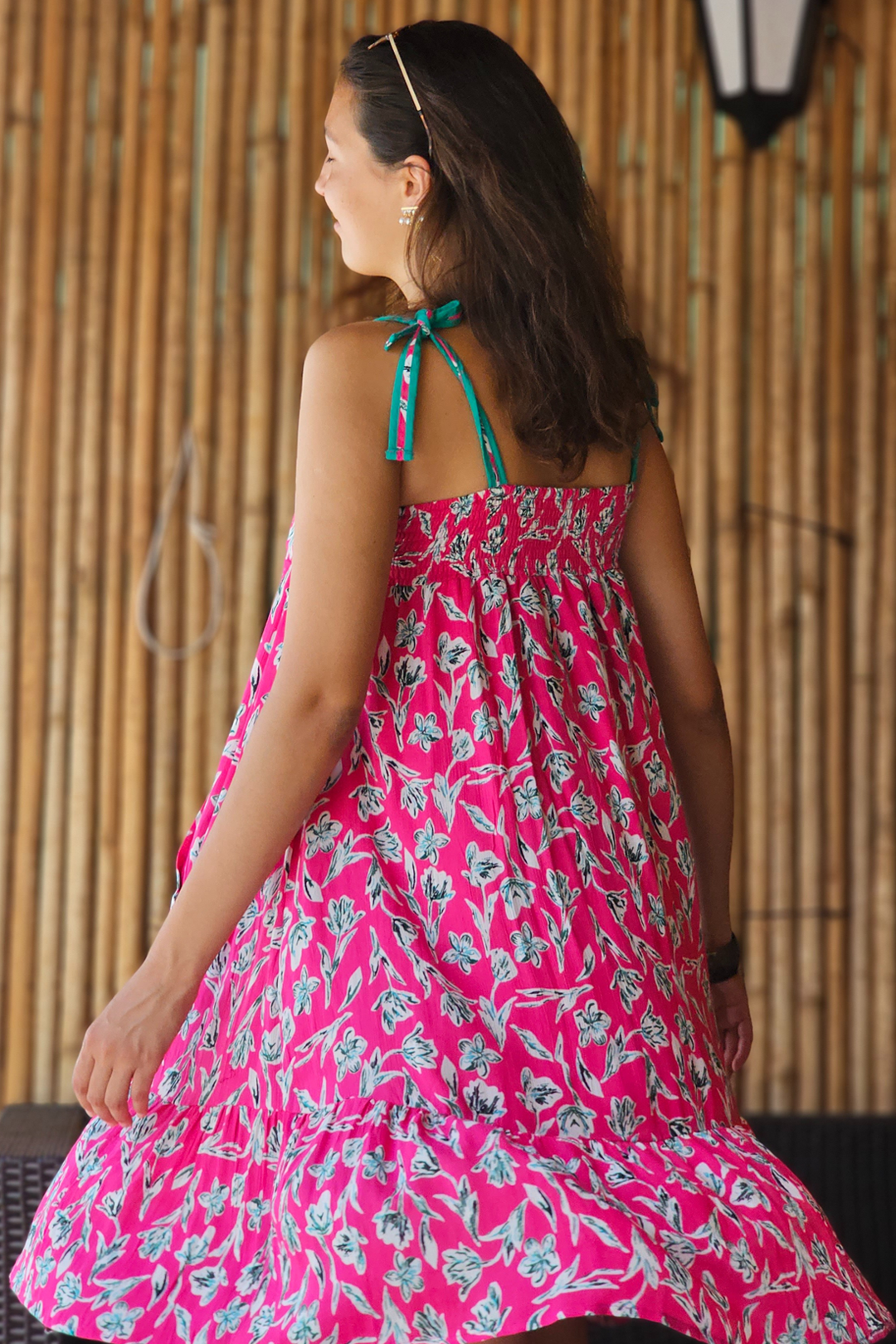 Fuchsia Printed Rayon Strap Dress - Spring 2025 🌸✨