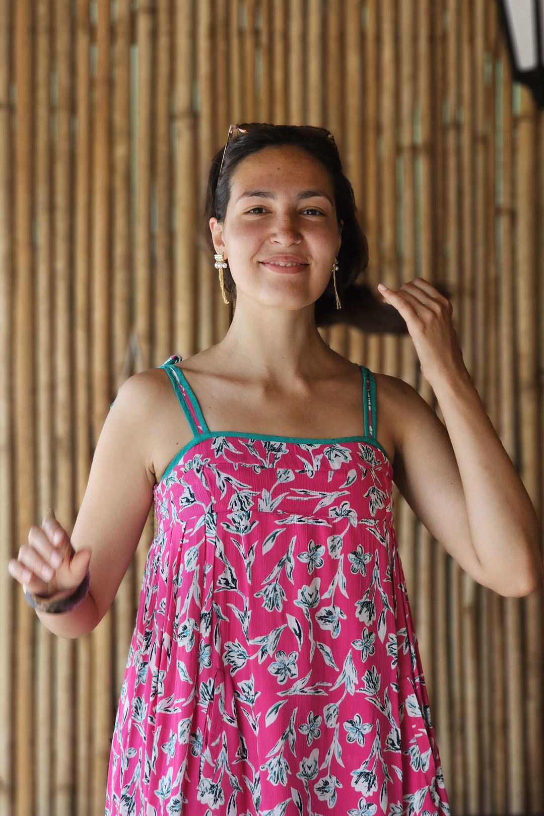 Fuchsia Printed Rayon Strap Dress - Spring 2025 🌸✨