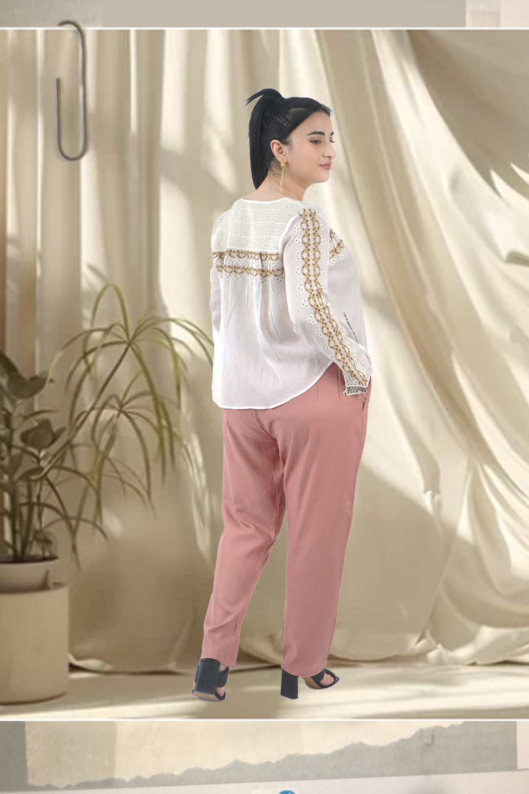 Casual smocked waist Trousers for women