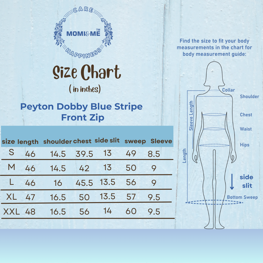 Peyton Dobby Blue Stripe Front Zip