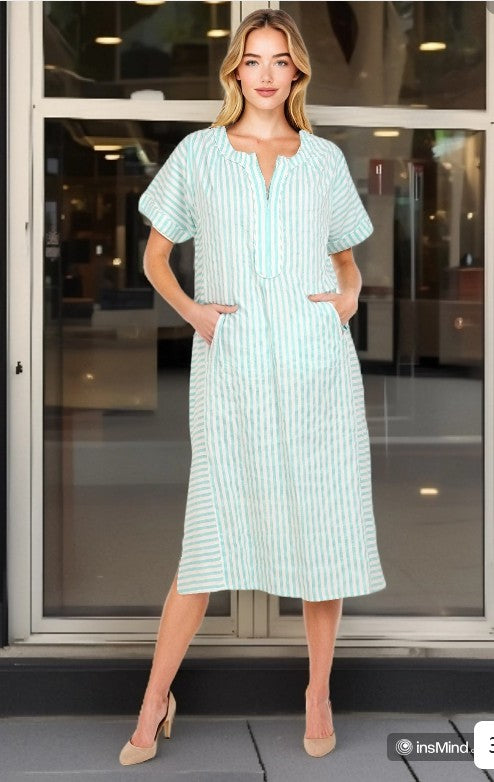 Aqua Align Engineered striped -Mintpastel long tunic *kurta)