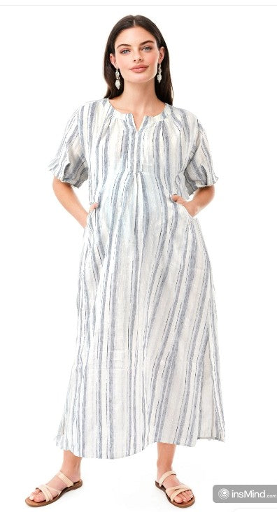 Momiandme Marble stripe Tunic-Handloom Smart fit | Organic Long Tunic with Concealed Front Zipper | Side Slits & Functional Pockets