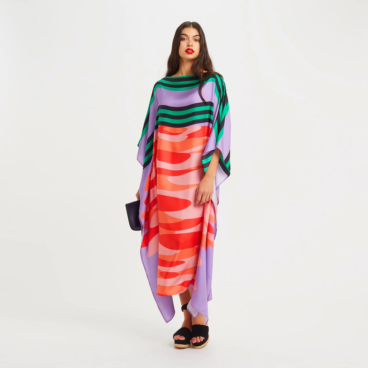 Viscose Silky Satin Kaftan Camouflage Print9