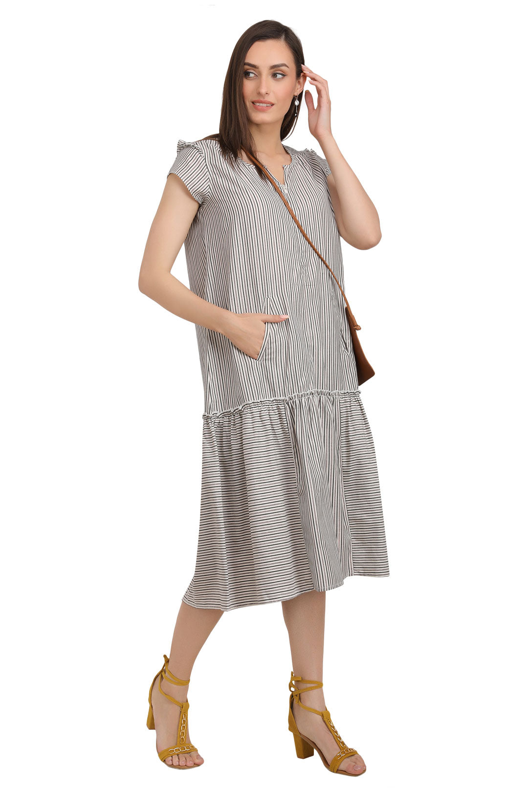 Urban Stripe Lurex Tiered Dress