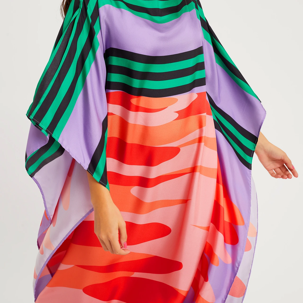Viscose Silky Satin Kaftan Camouflage Print7