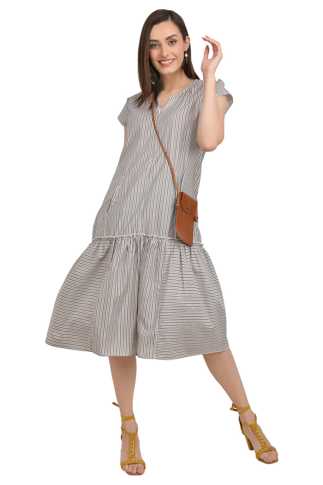 Urban Stripe Lurex Tiered Dress