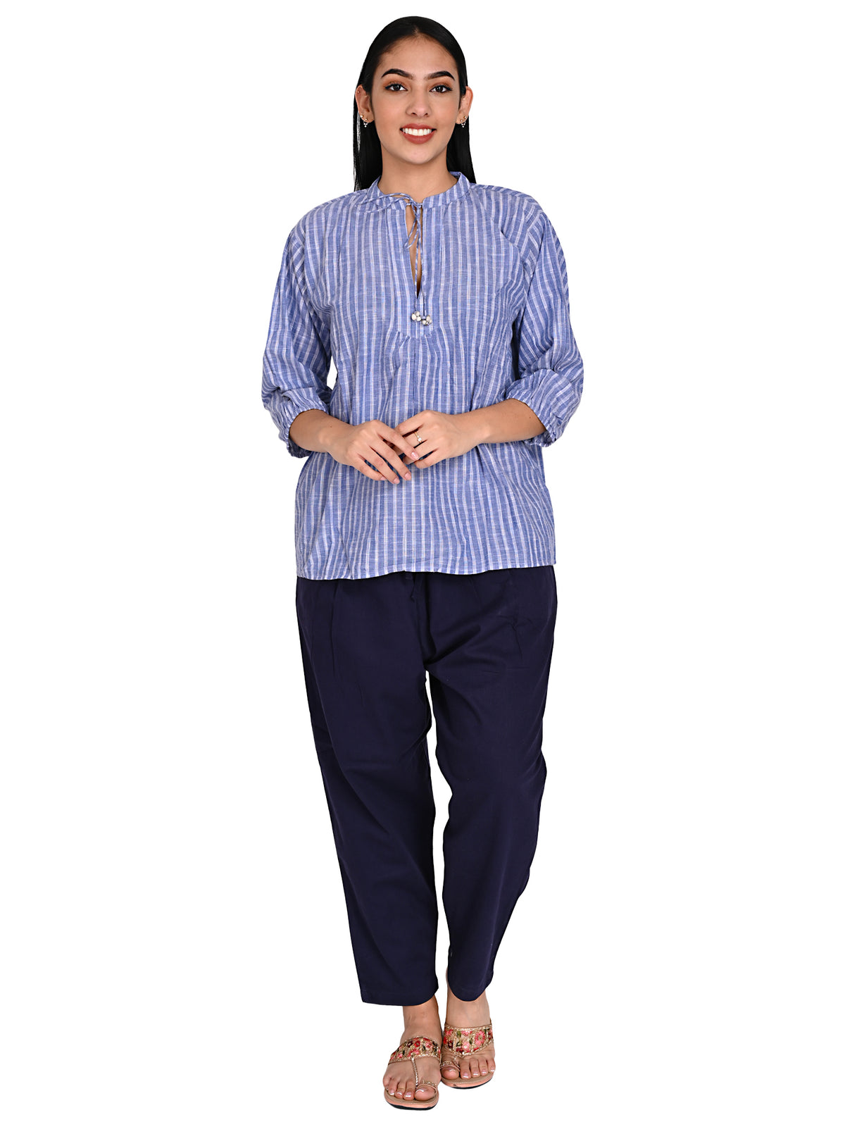Blue stripe smart top