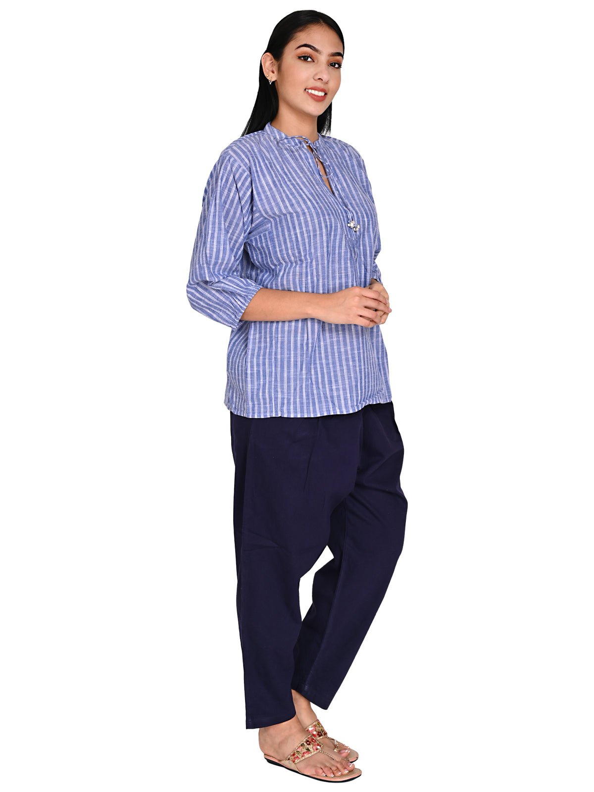 Blue stripe smart top