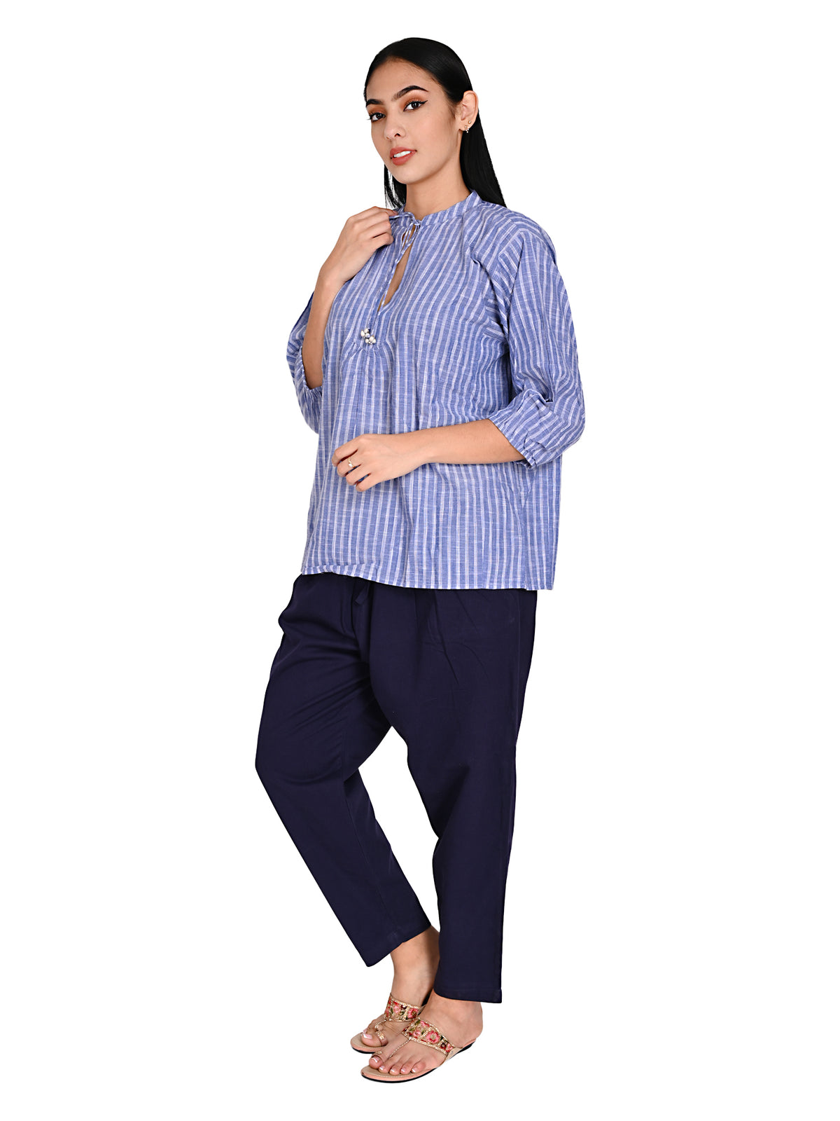 Blue stripe smart top