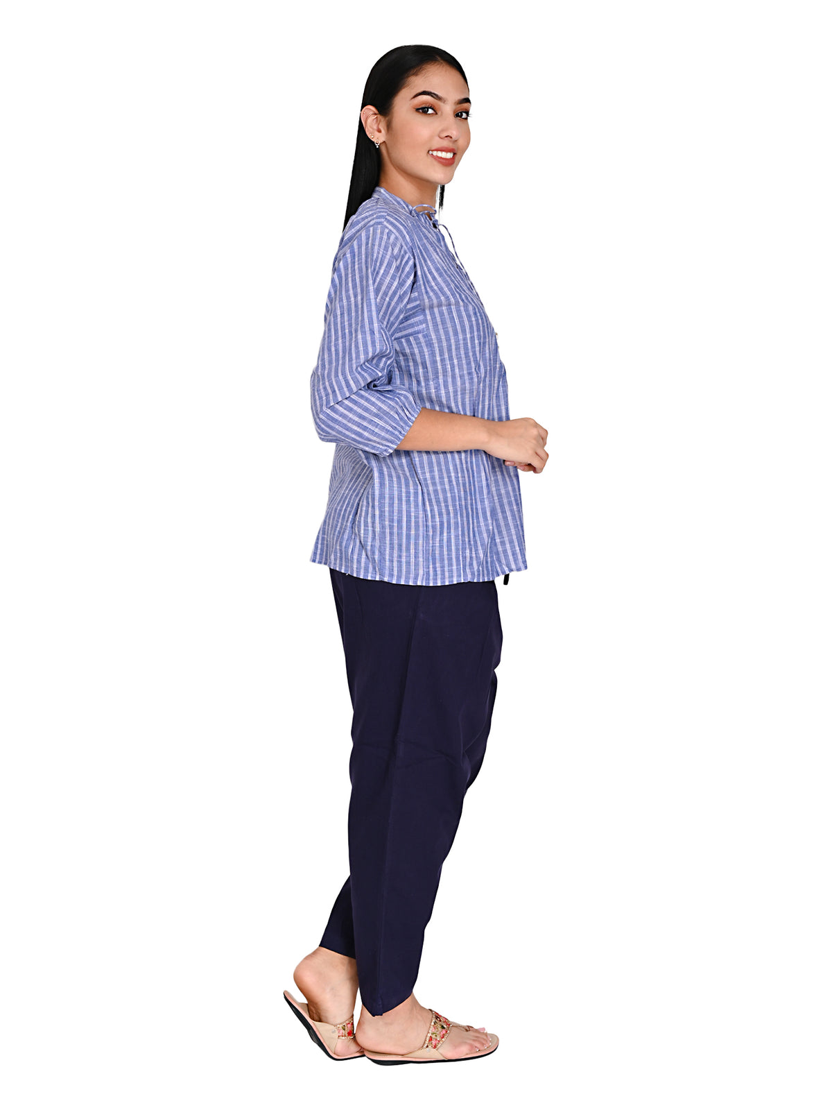 Blue stripe smart top