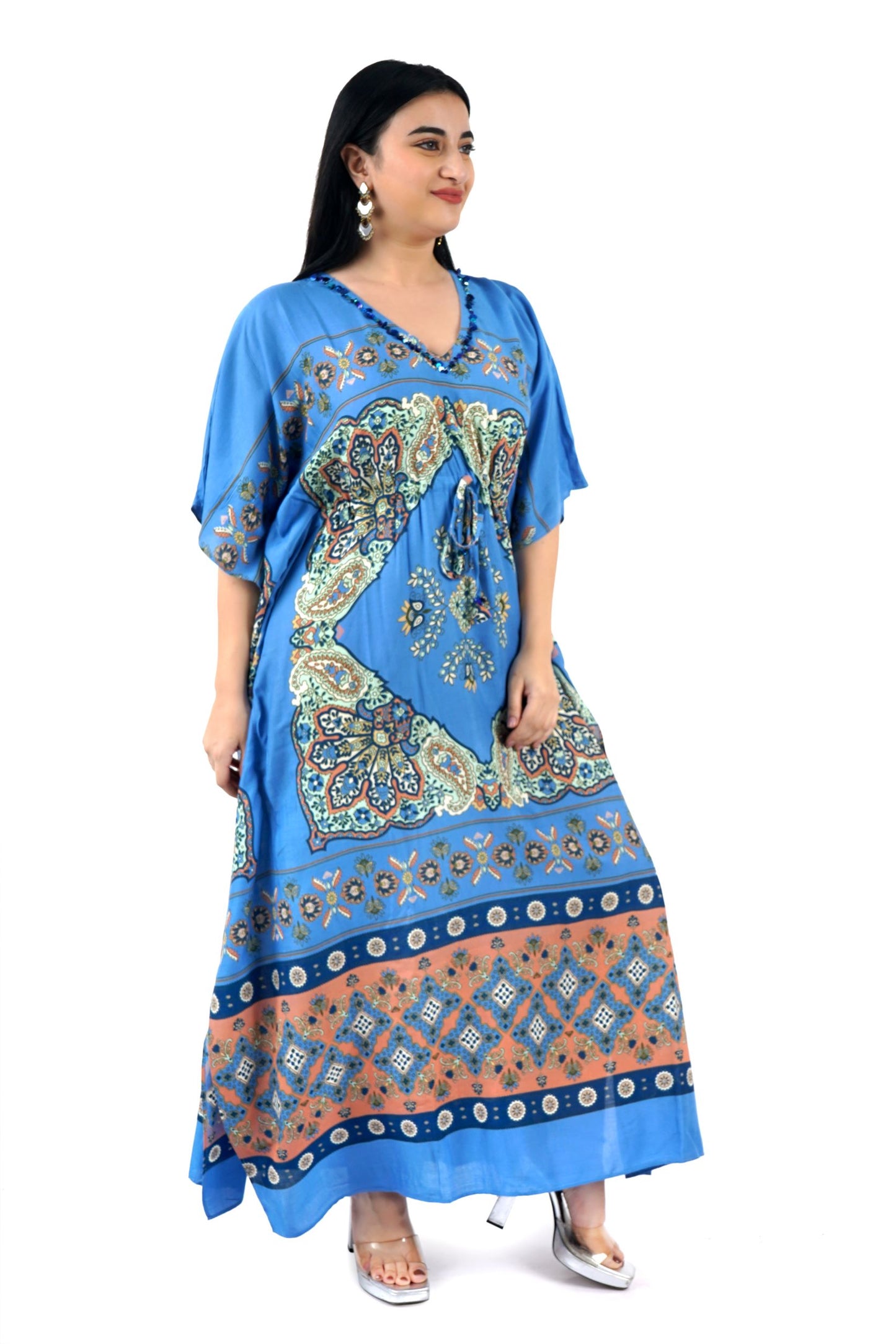Kaftan with Neck Sequin