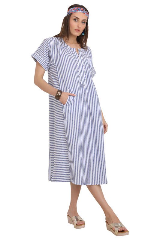 Aqua Align engineered stripe - Liberty Blue tunic(kurta)