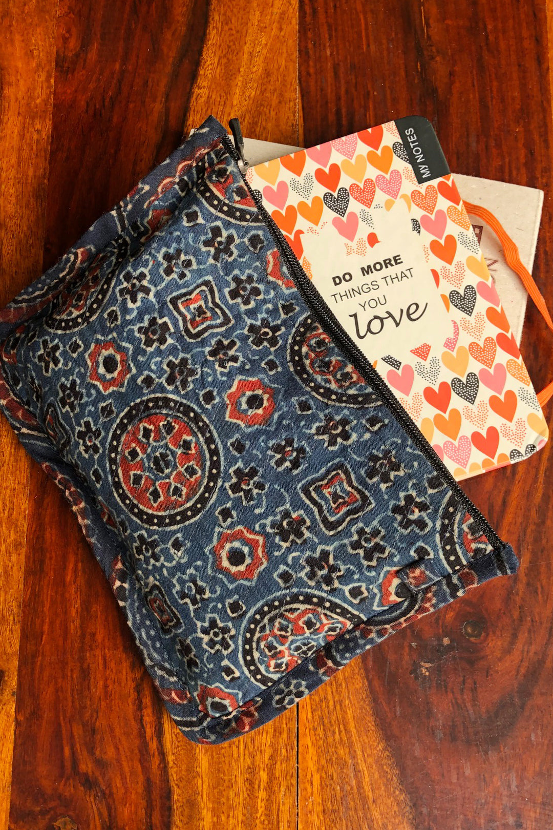 True Indigo Ajarakh cotton pouch