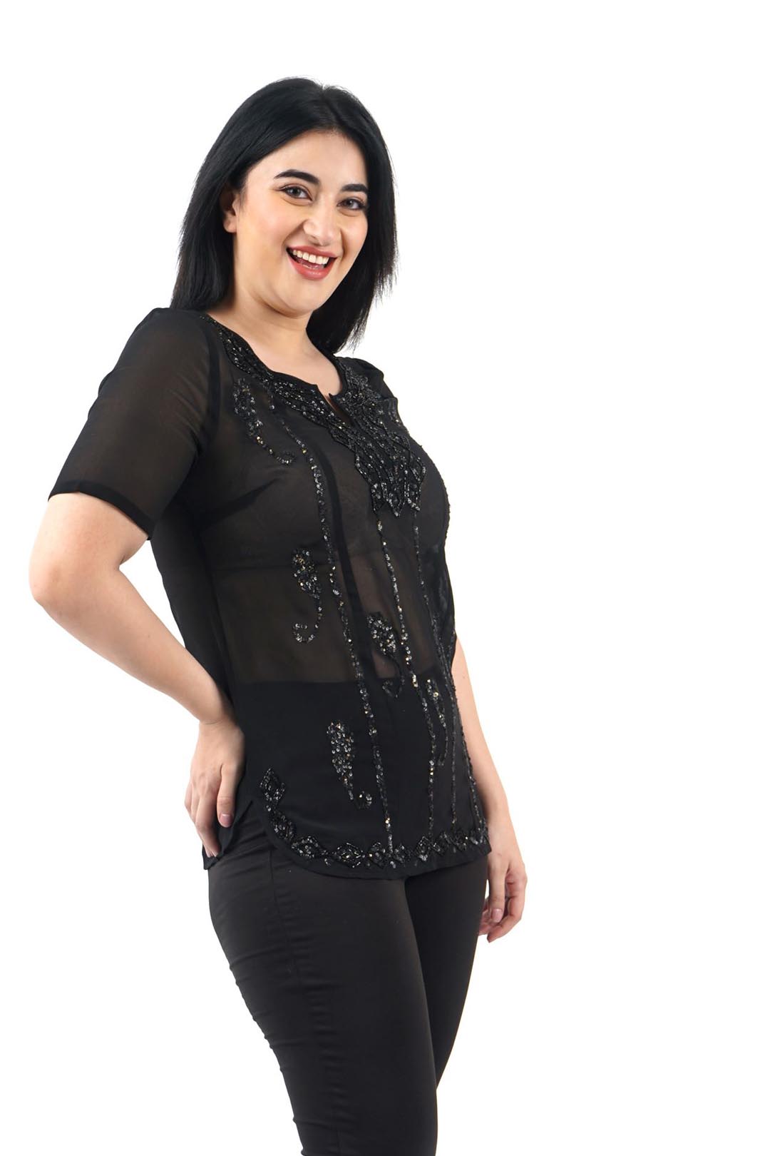 Embroidered Sequin Top