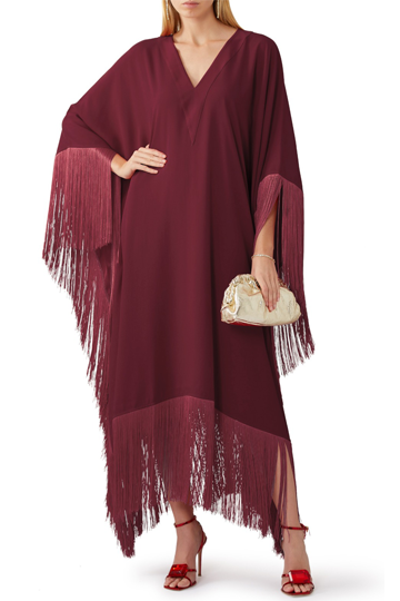 Mahroon Silky Fringed Kaftan