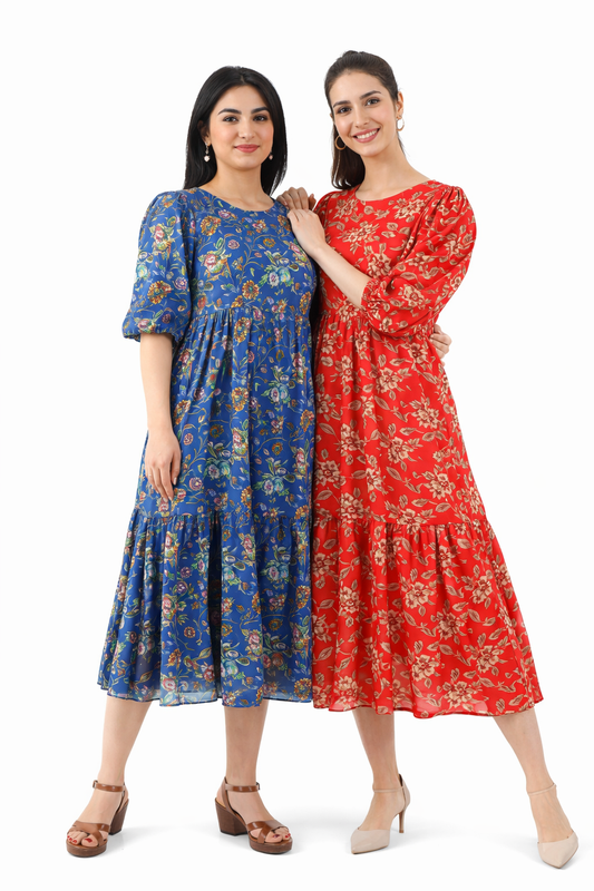 Sage Dress (Red/Blue)