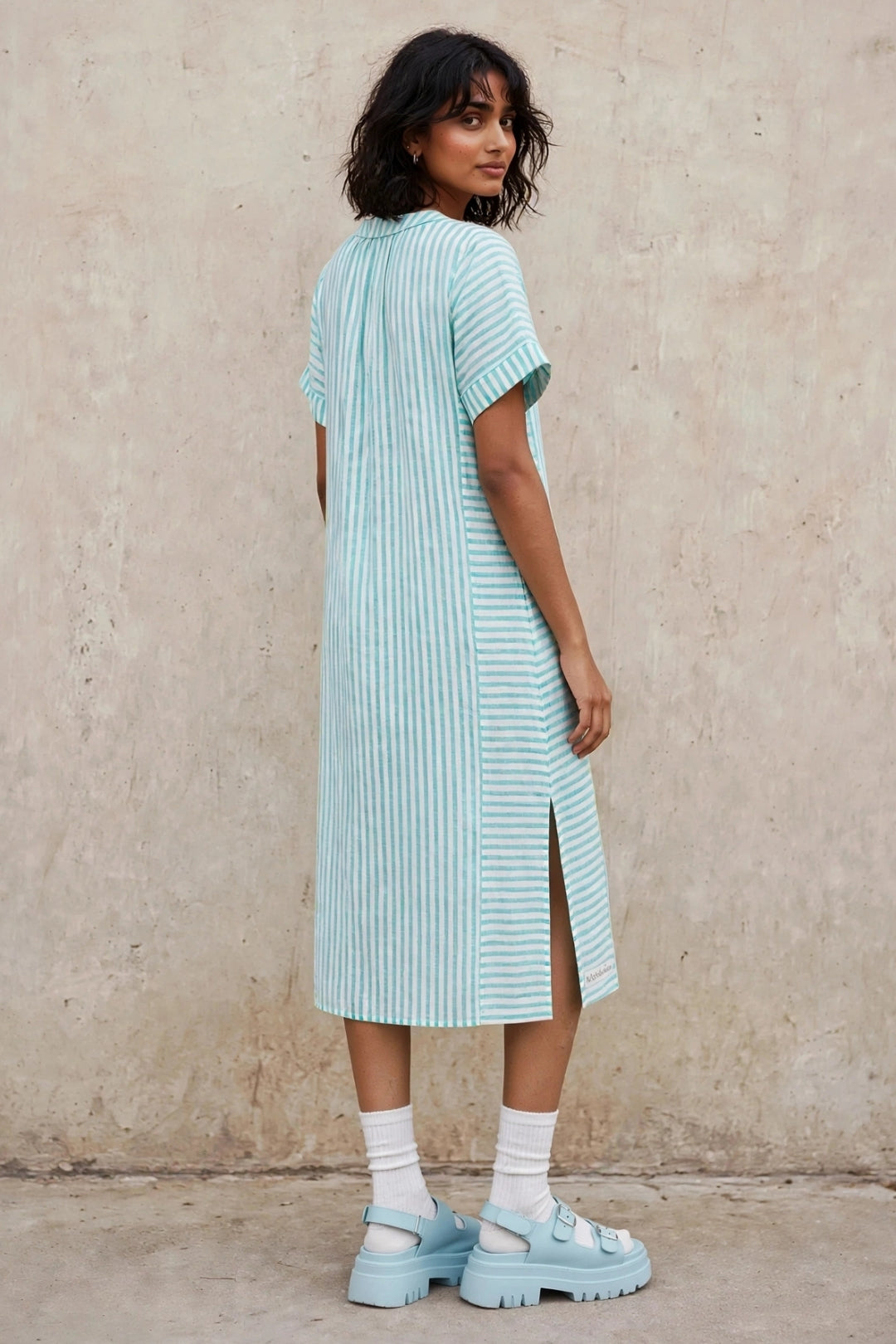 Aqua Align Engineered striped -Mintpastel  long tunic *kurta)