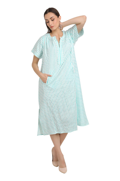 Aqua Align Engineered striped -Mintpastel  long tunic *kurta)