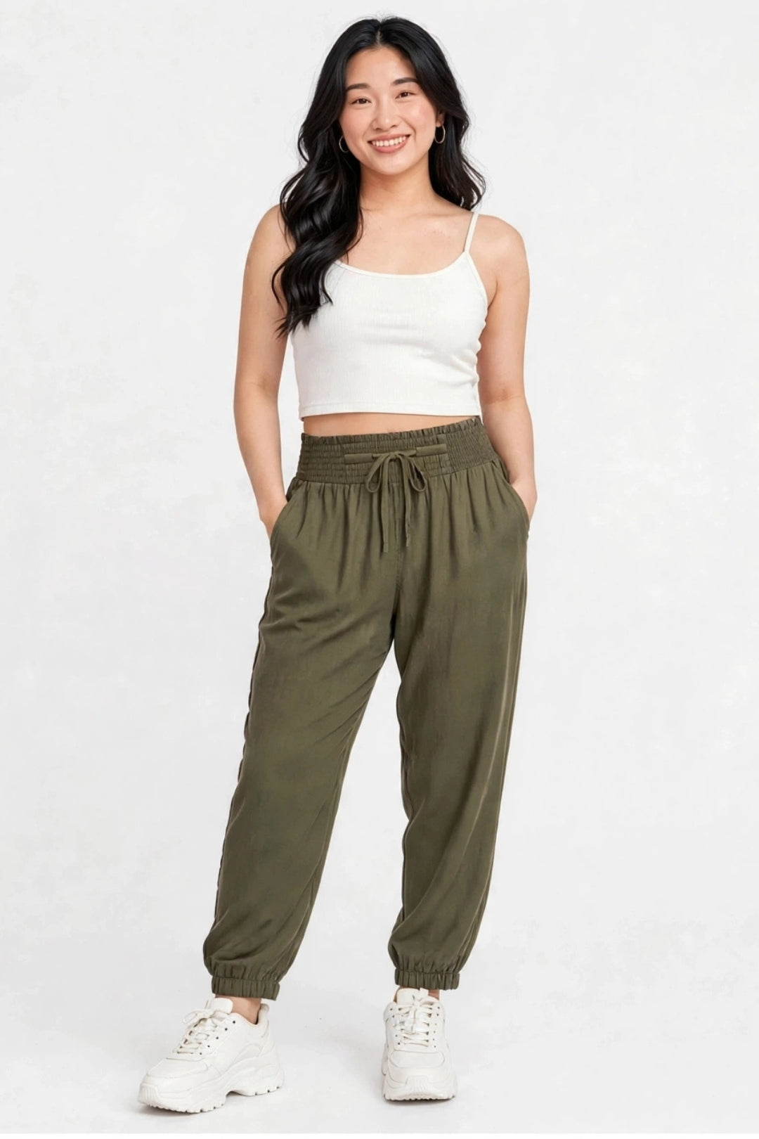 Versatile smocked waist pants for all occasions-RELAXED FIT WAIST