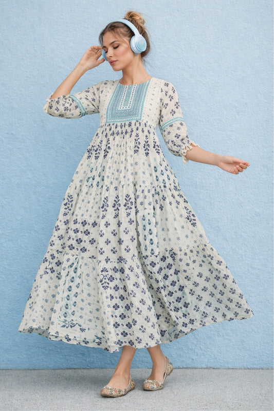 Sattva - Embroidred Block Print Dress