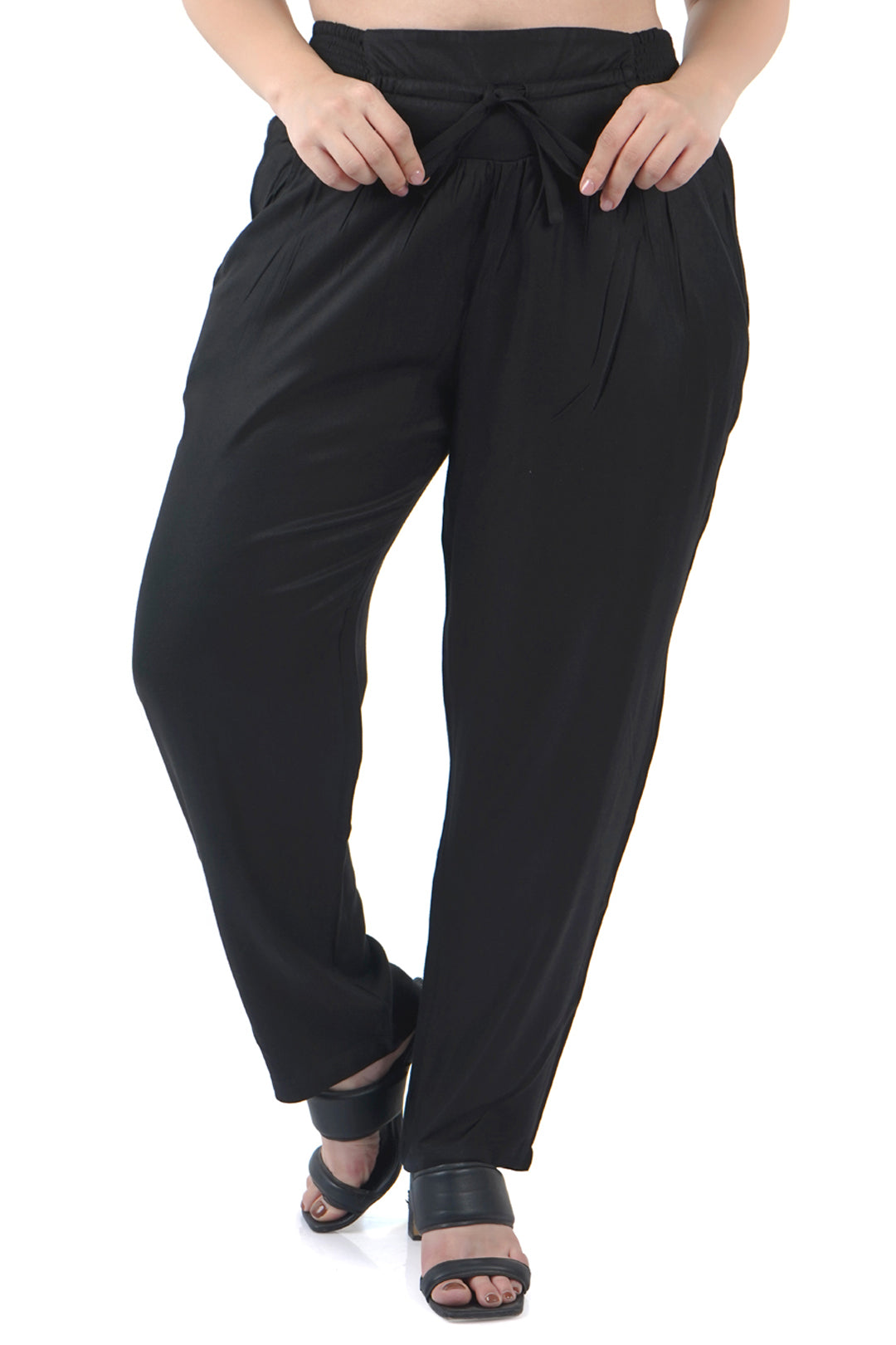 Black Smoked Elastic Waist Pant3