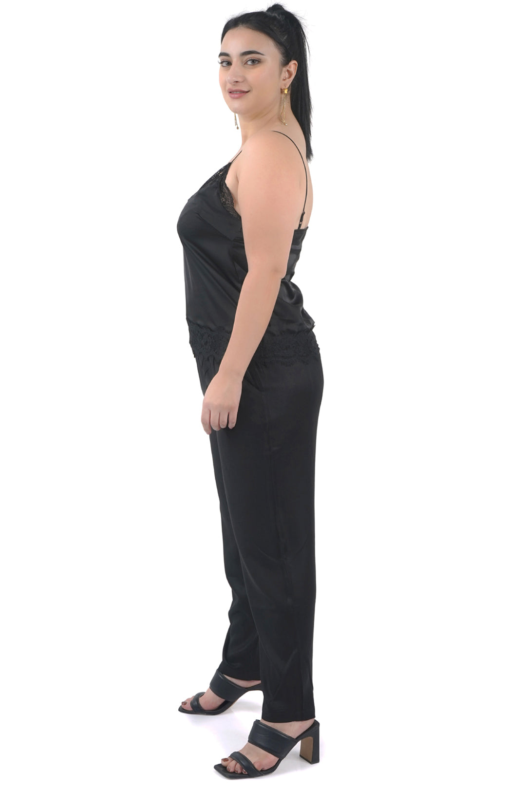 Black Smoked Elastic Waist Pant5