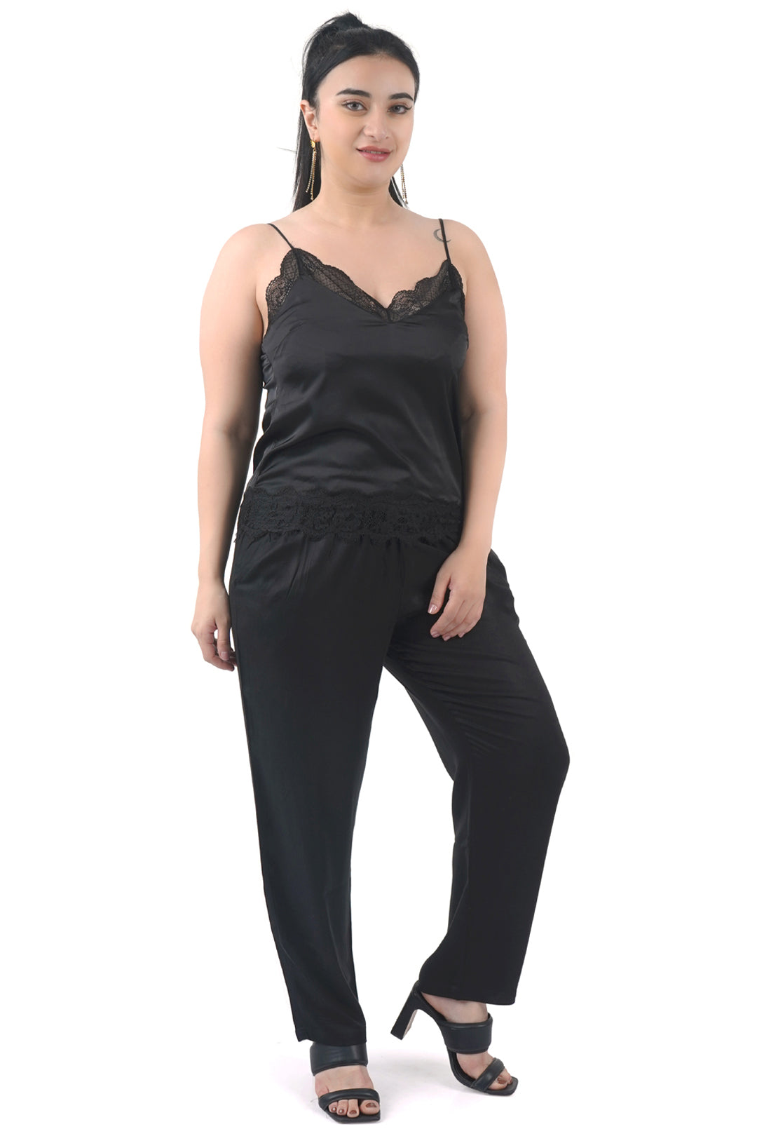 Black Smoked Elastic Waist Pant