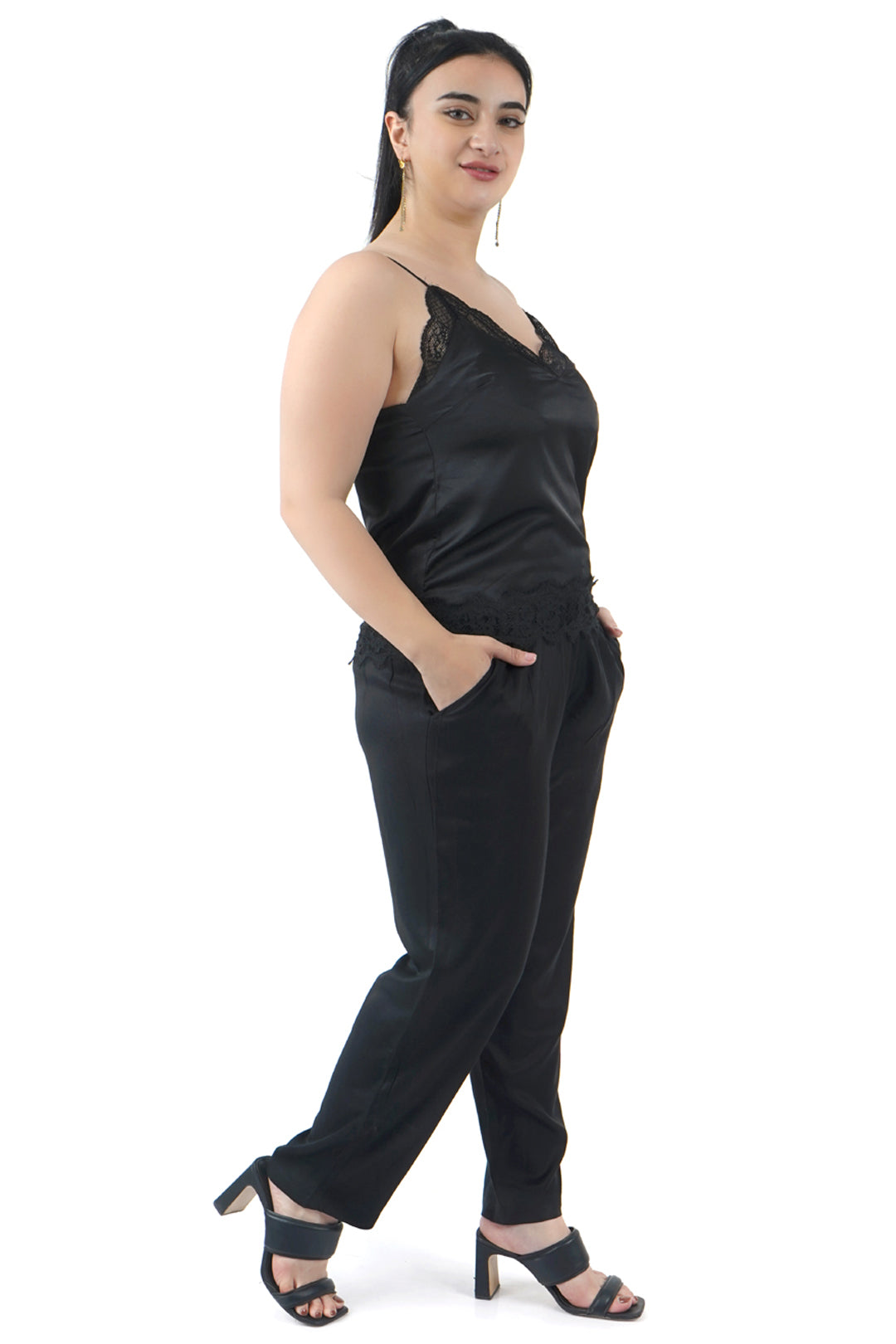 Black Smoked Elastic Waist Pant8