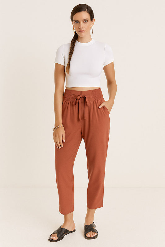 Casual smocked waist Trousers for women