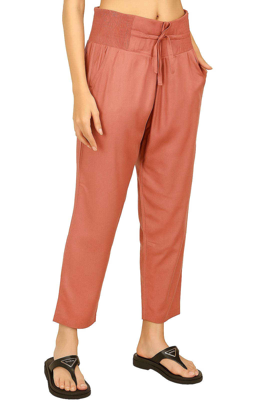 Casual smocked waist Trousers for women