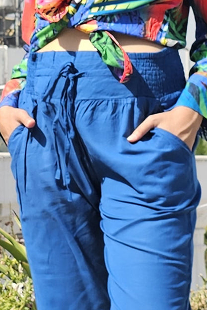 Comfortable smocked waist trousers