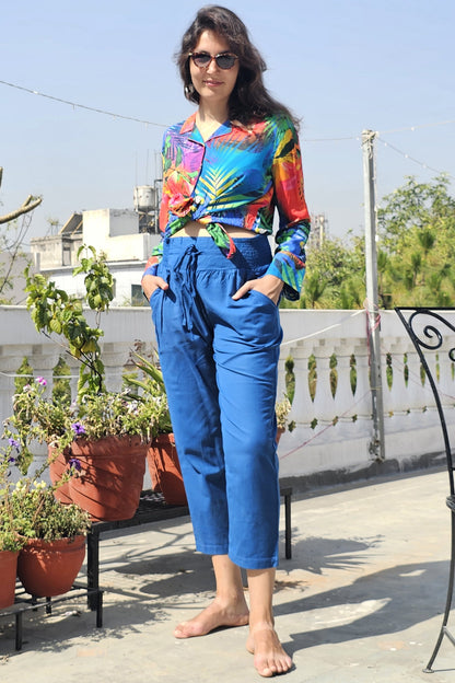 Comfortable smocked waist trousers