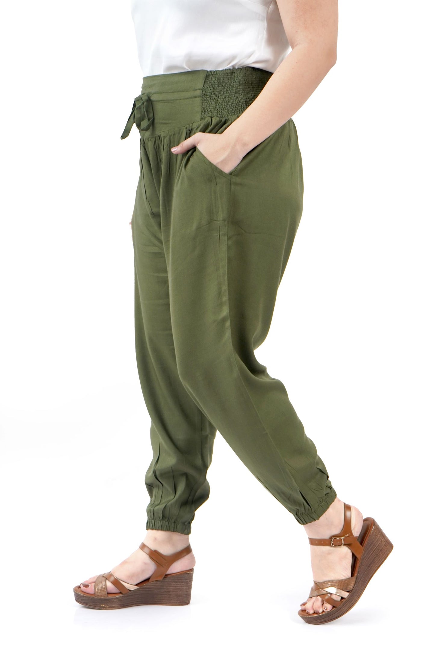 Versatile smocked waist pants for all occasions-RELAXED FIT WAIST