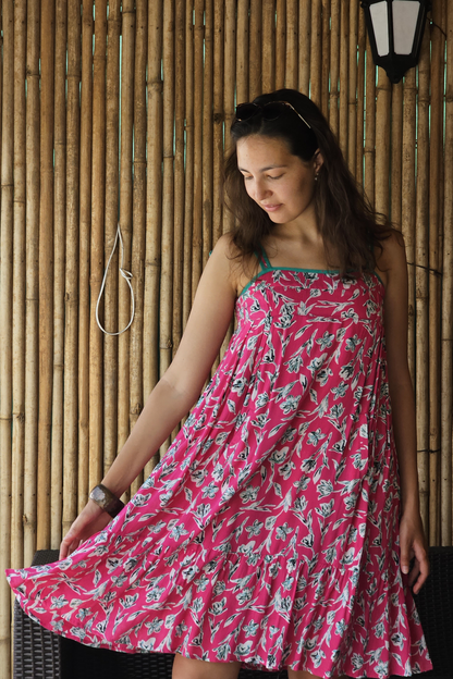Fuchsia Printed Rayon Strap Dress - Spring 2026 🌸✨