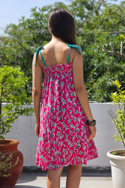 Fuchsia Printed Rayon Strap Dress - Spring 2026 🌸✨