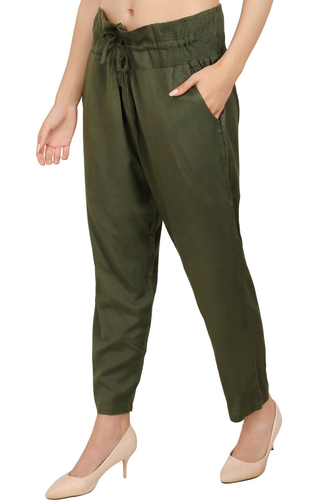 Versatile smocked waist pants for all occasions-RELAXED FIT WAIST