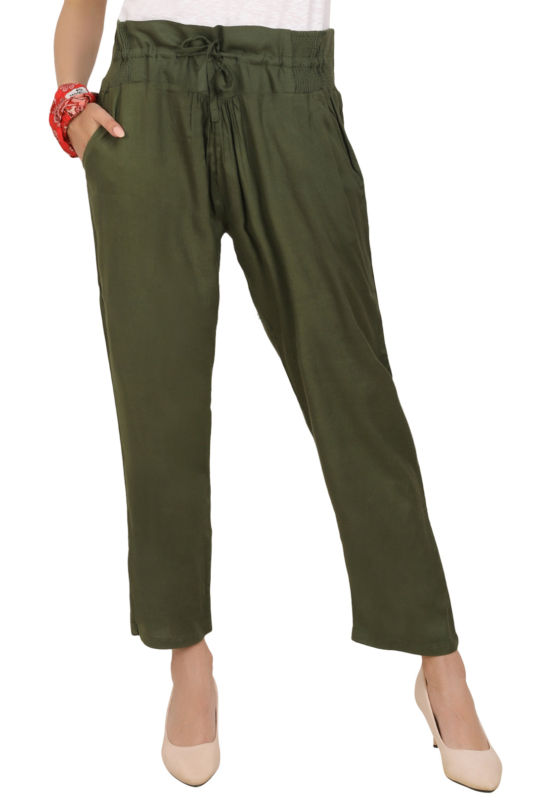 Versatile smocked waist pants for all occasions-RELAXED FIT WAIST