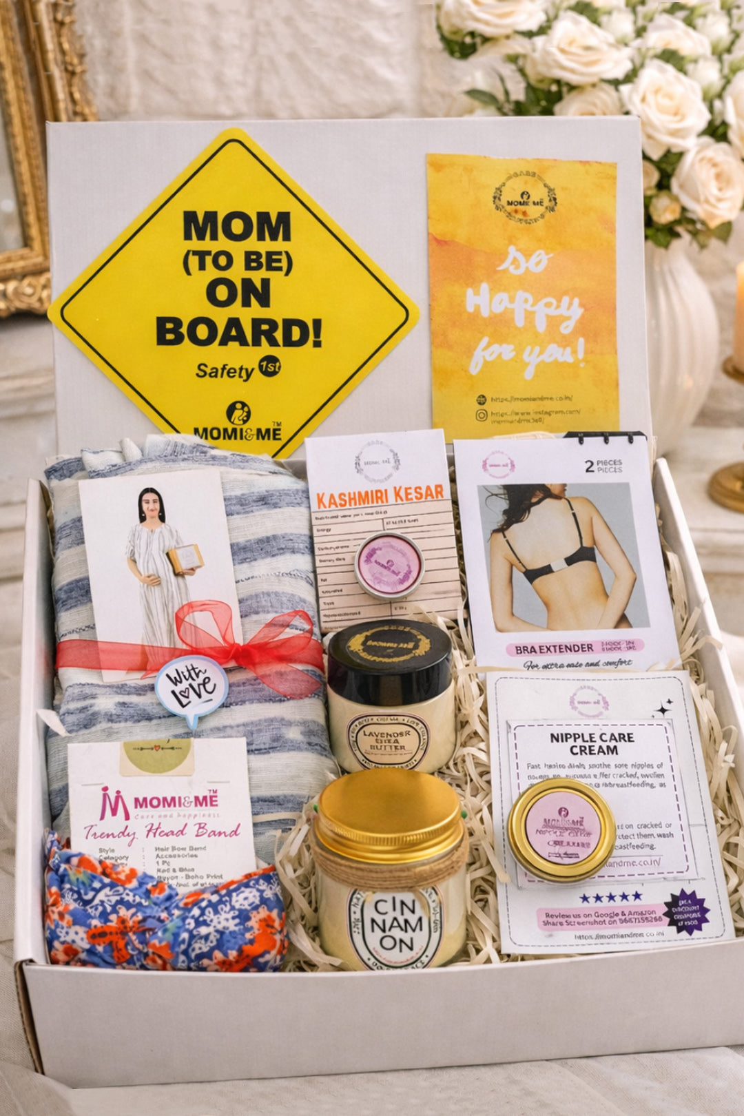 Momiandme New Mom Awesome-Luxury Gift Box | Momiandme Luxurious Gifts for New Mum Gift Box | Gift Hamper | Baby Shower | 5+3 piece