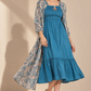 Rayon Smoking Ethnic Dress With Paisley Lurex Jacket Shrug