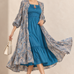 Rayon Smoking Ethnic Dress With Paisley Lurex Jacket Shrug