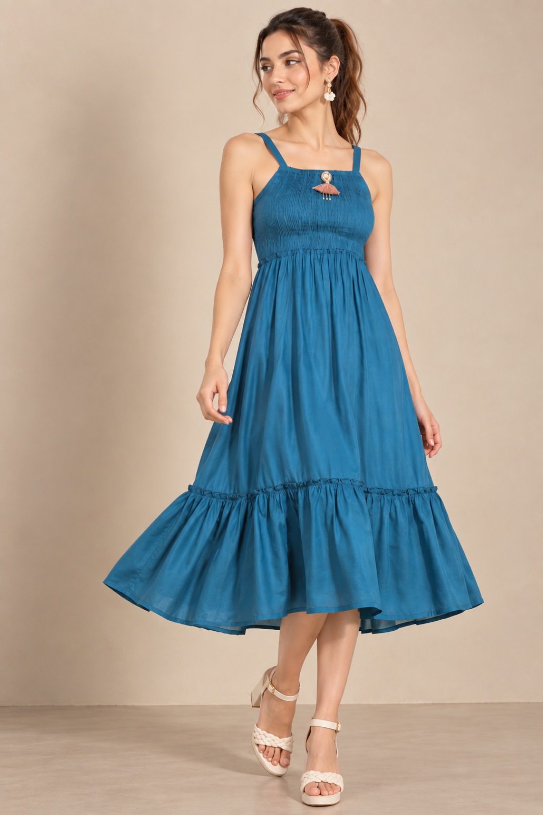 Rayon Smoking Ethnic Dress With Paisley Lurex Jacket Shrug