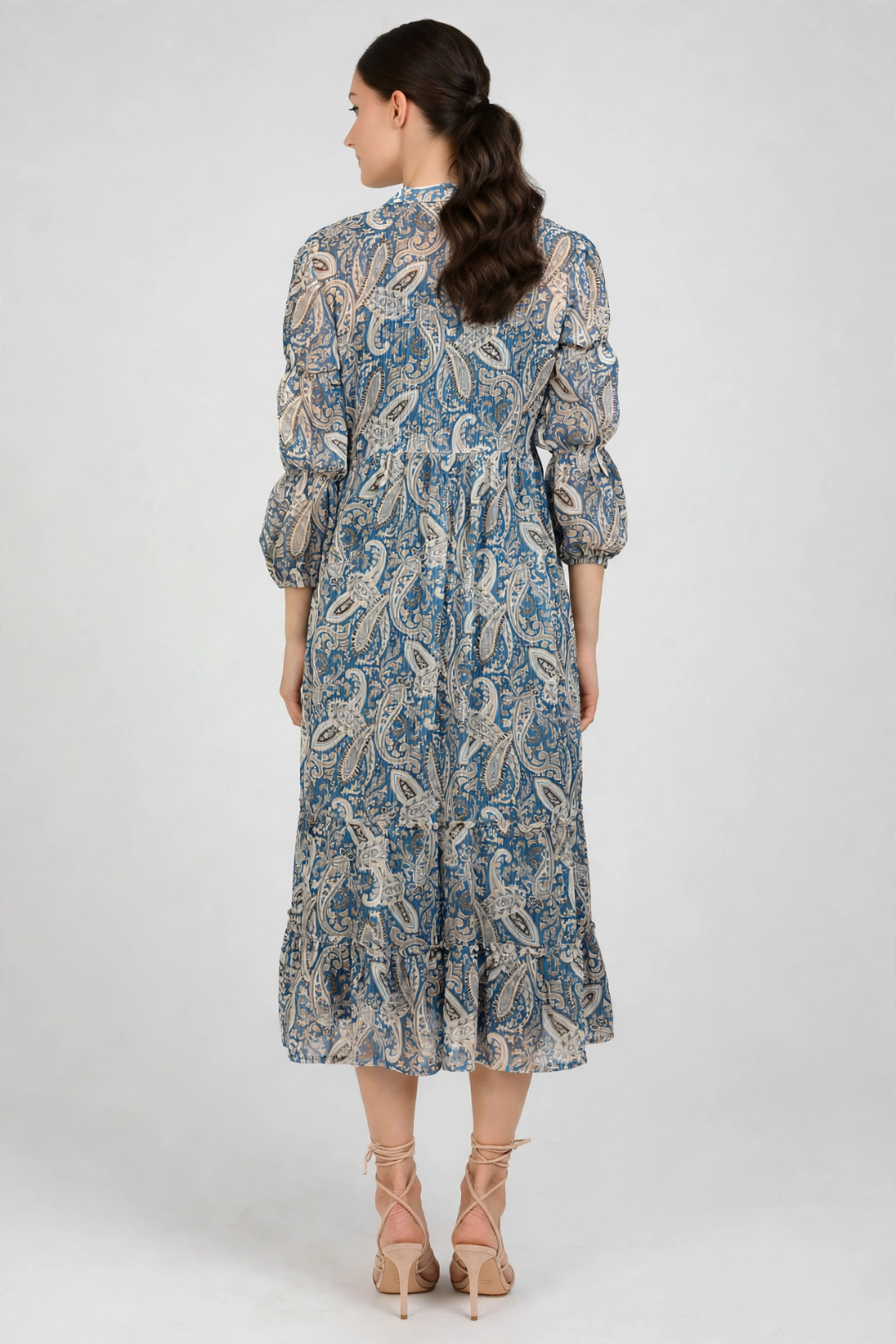 Rayon Smoking Ethnic Dress With Paisley Lurex Jacket Shrug