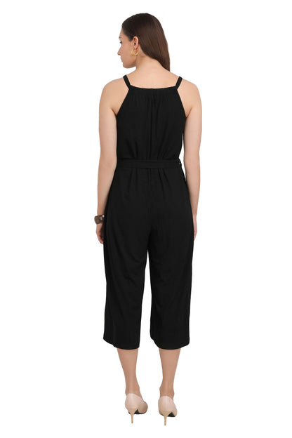 Onxy Black Pin Stripe Wide Leg Jumpsuit