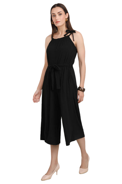 Onxy Black Pin Stripe Wide Leg Jumpsuit
