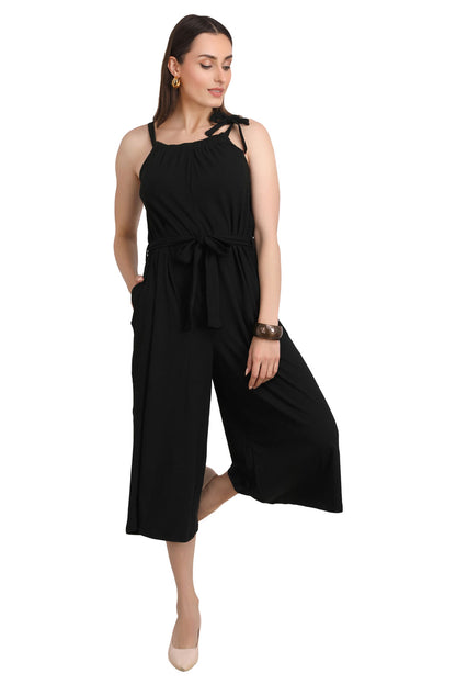 Onxy Black Pin Stripe Wide Leg Jumpsuit
