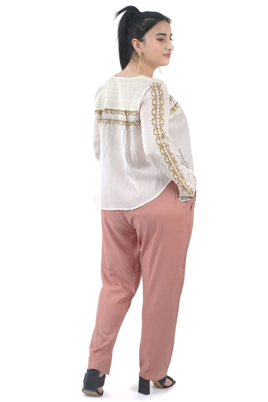 Casual smocked waist Trousers for women