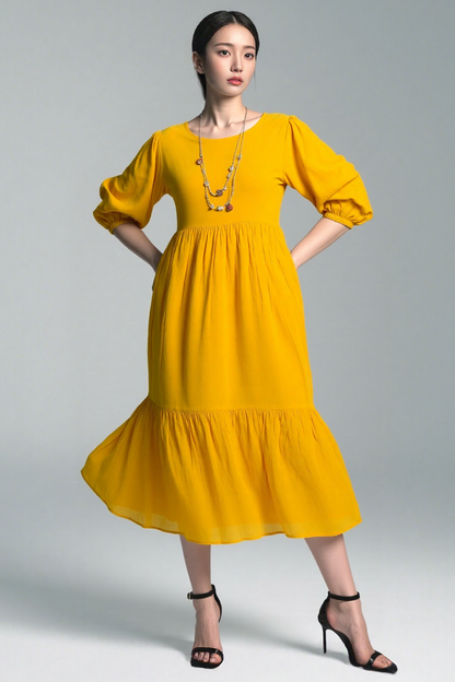 Sage Yellow Rayon Dress